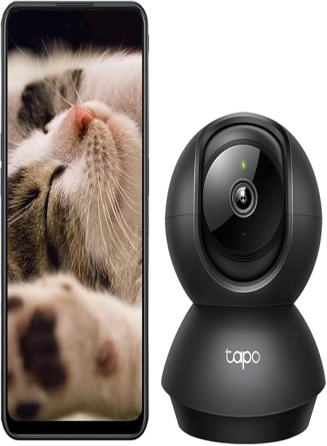 Tapo 2K (3MP) surveillance camera, WiFi, indoor use, 360°, C211, night vision, real-time notification, personal detection, motion detection, remote control, Alexa compatible, black